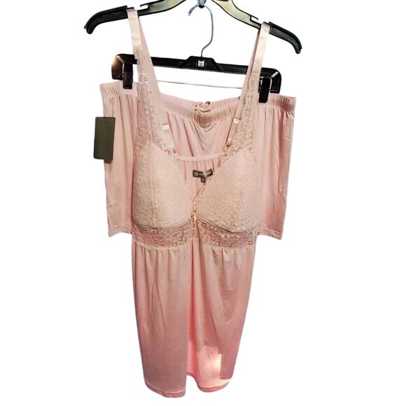 NEW pale pink lace tank‎ and shorts pajamas plus - Picture 1 of 7